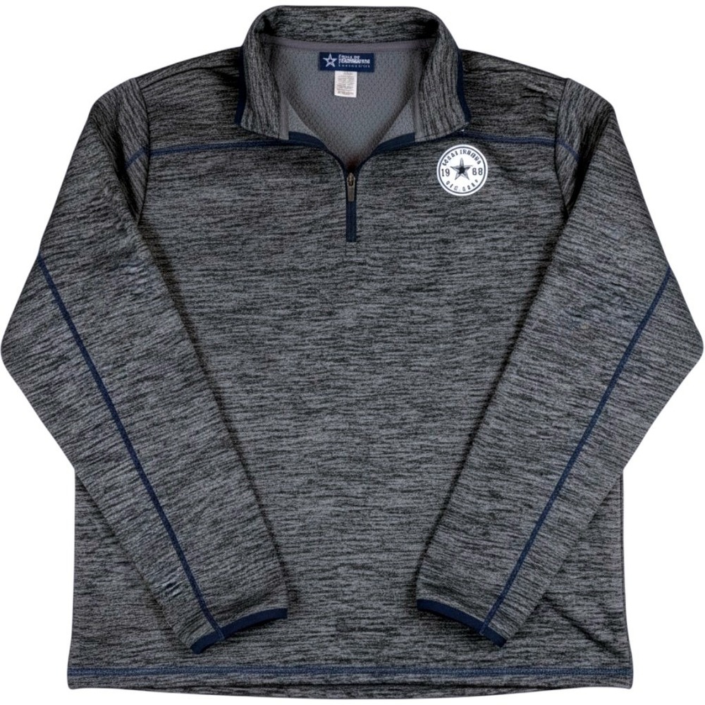 Dallas Cowboys Authentic Mens Large Gray Space Dye Quarter Zip Grid Fleece NFL